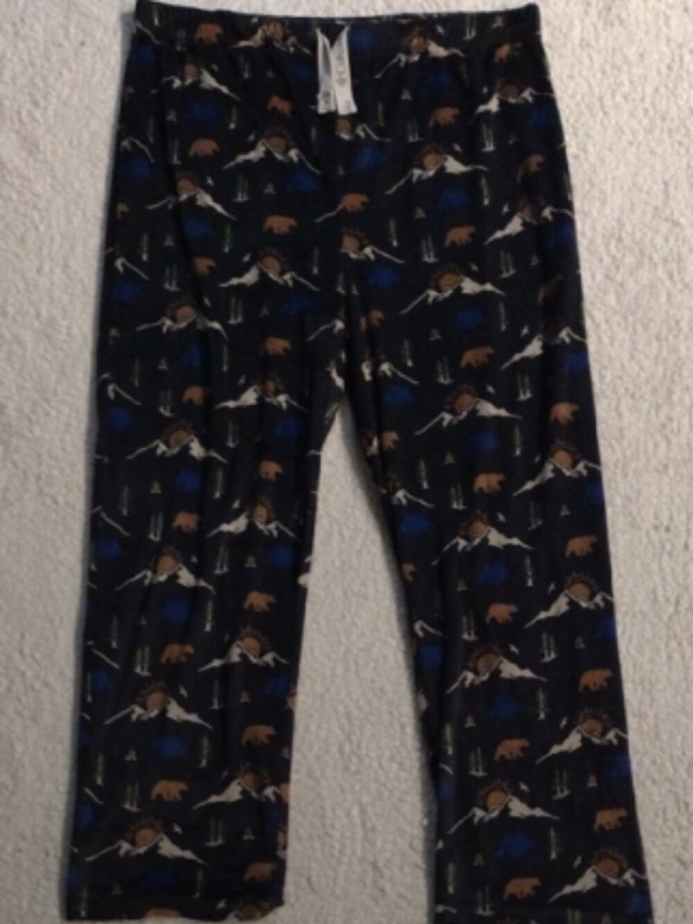 Columbia Size Large Black Blue Mountain Forest Patterned Pajama Pants Sleepwear